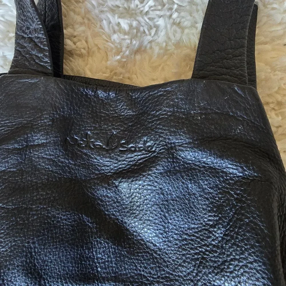 Neta Sade black leather‎ hobo purse.
